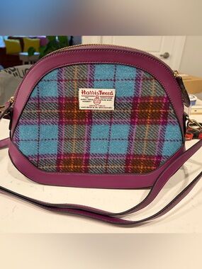 Harris Tweed - Purple & Blue Plaid Crossbody Bag
